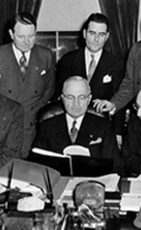 Truman with the Subversive Activities Committee, February 20, 1947.